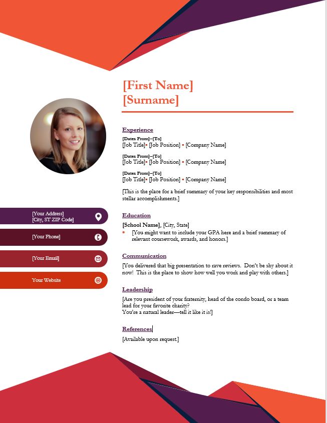 Contemporary photo resume